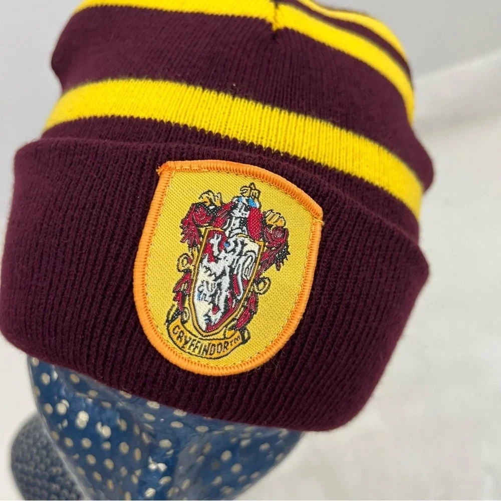Harry Potter Kids Gryffindor Knit Beanie Stocking Cap Maroon Gold Winter Hat